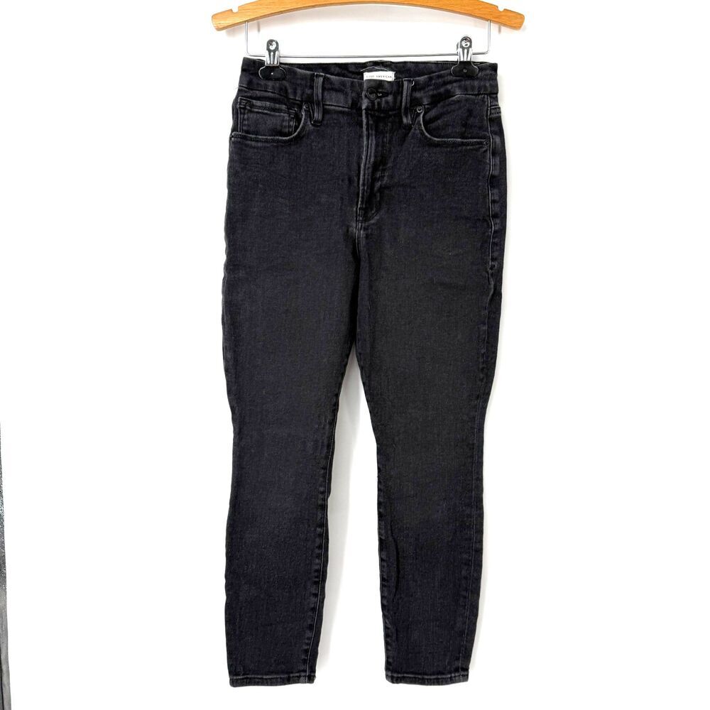 GOOD AMERICAN GOOD PETITE SKINNY JEANS Emo Punk Grunge Black Size 10/30